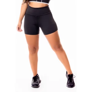 Short Fitness Academia Preto com Branco Cintura Alta REF: SV35